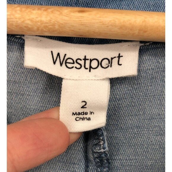 Westport Womens Embroidered Chambray Dress Size 2 Blue Western Boho Cowgirl - Picture 3 of 9